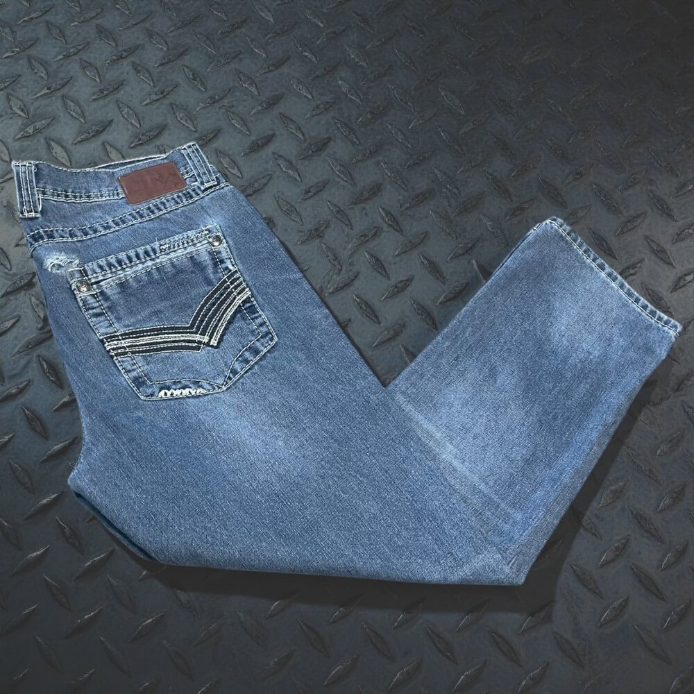 Axe & Crown Men's 32x30 Jeans Distressed Slim Straight Leg Denim Grunge Western